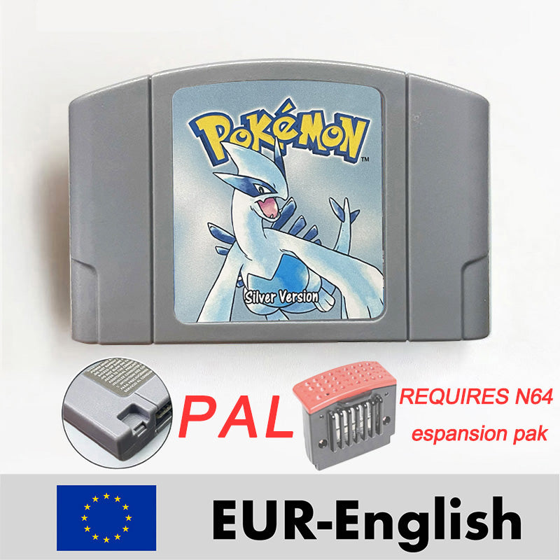 USA NTSC EUR PAL Pokemon blue/crystal /red silver /yellow /gold /green Game Cartridge 64 Bit Game Consoles for N64