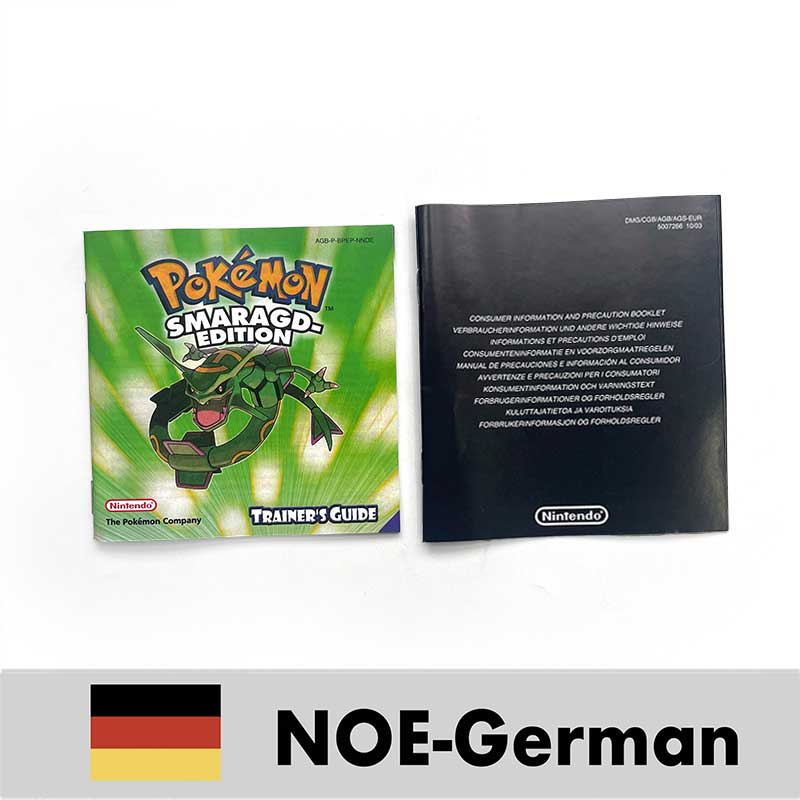 USA FRA NOE ESP ITA EUR Pokemon Emerald Sapphire Leafgreen Ruby Firered Metallic FoilFinish Box Trey Manual label for GBA