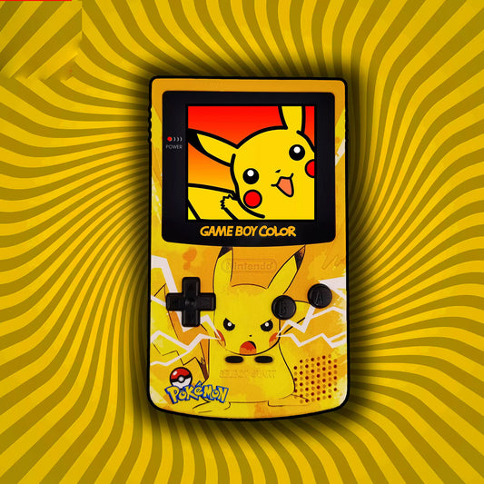 GBC customized GAMEBOY COLOR game console, high brightness handheld console, point-to-point full fit Pikachu