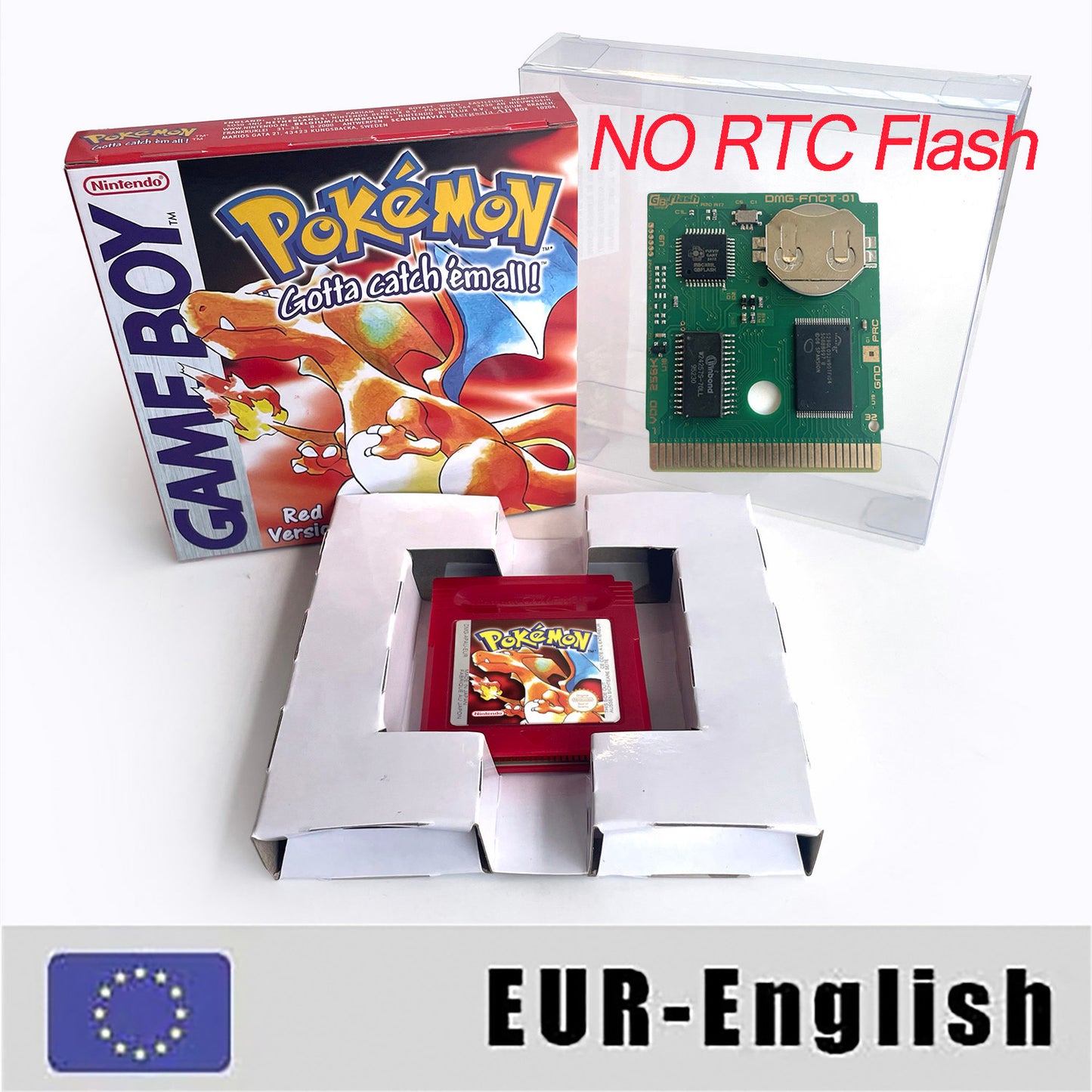 gbc game EUR english pokemon red version Battery save no RTC Flash cartridge with tray box gbc game boy color