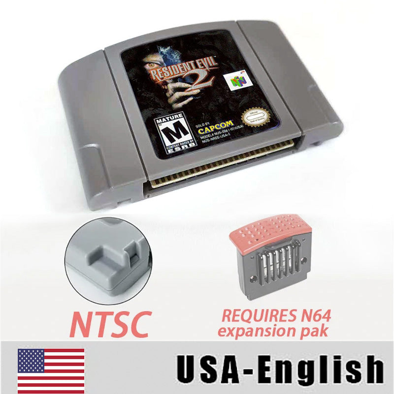 Resident Evil 2 game cartridge with tray box for N64 Nintendo 64