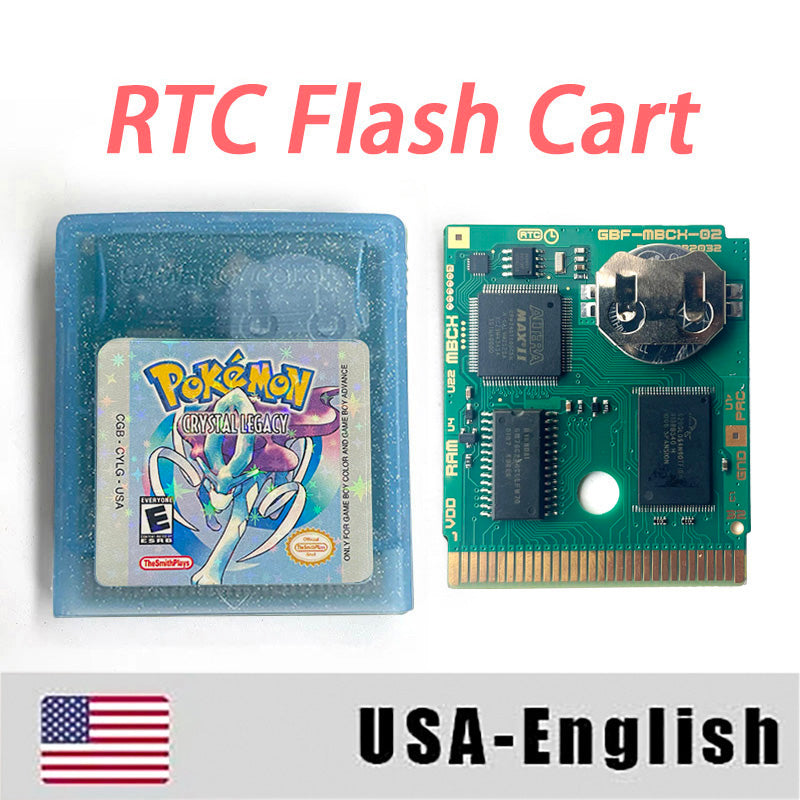 USA RTC Flash Cart Pokemon crystal legacy yellow legacy special eevee Battery Save Real Time Clock game cartridge for gbc gameboy Color