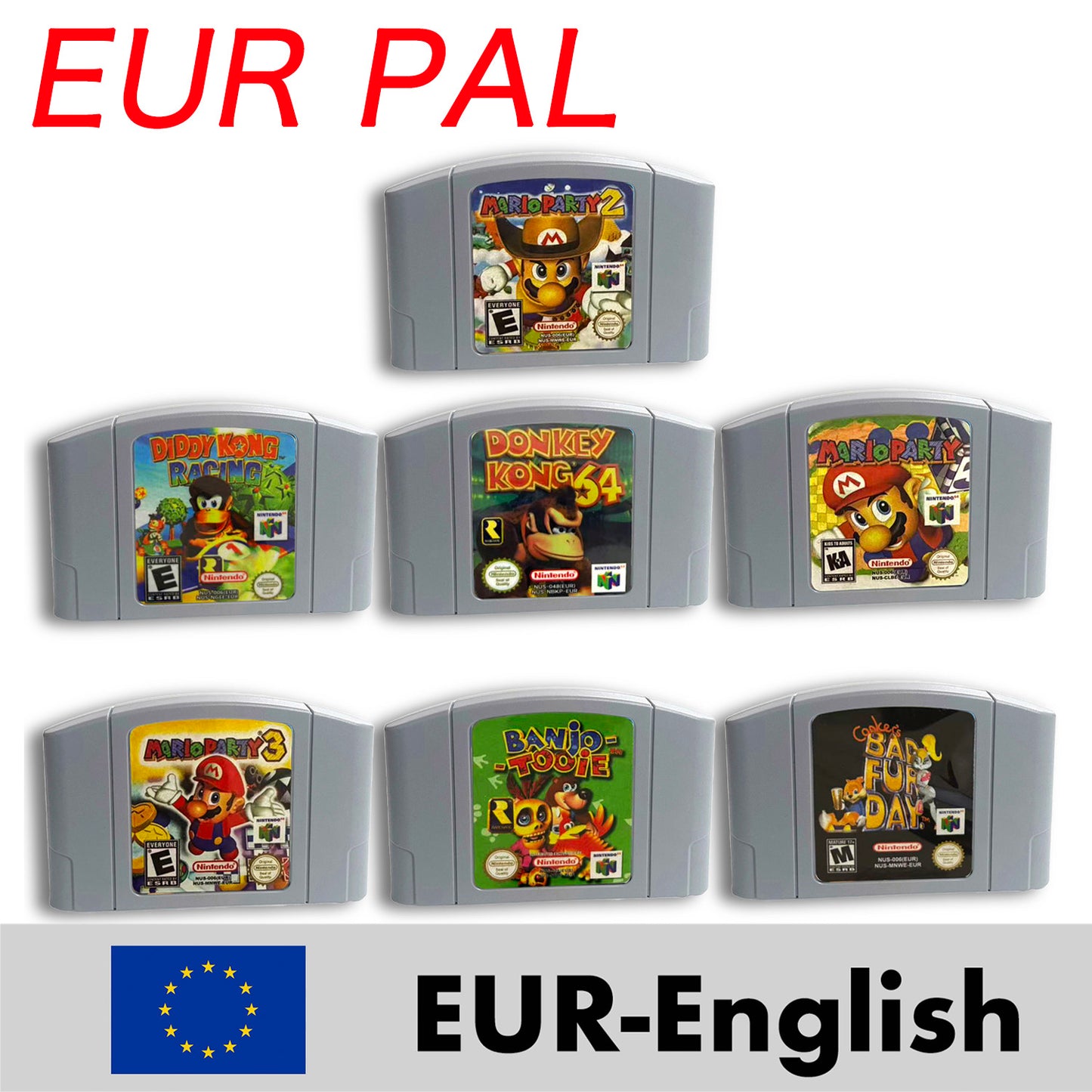 EUR PAL Version English Zelda Major Mask Resident Evil 2 Banjo Kazooie Mario Party 2 Game Cartridge for N64 Nintendo 64