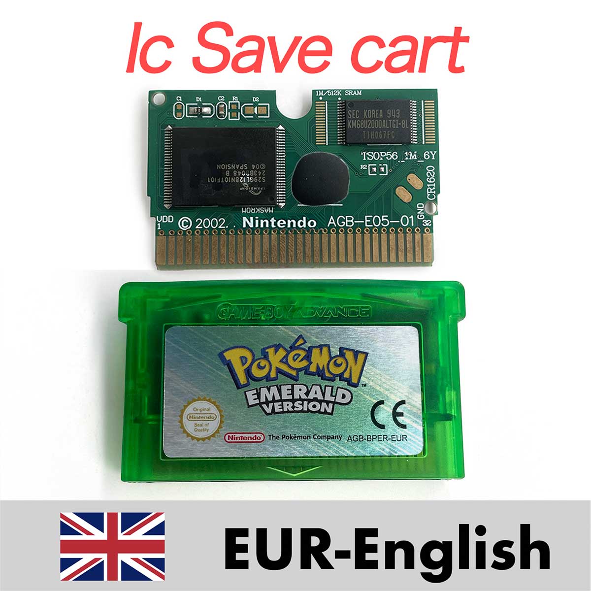 USA ESP NOE FRA EUR ITA IC Save cart Pokemon Emerald,firered,ruby,sapphire,leafgreen Game Cartridge for GBA multiple languages