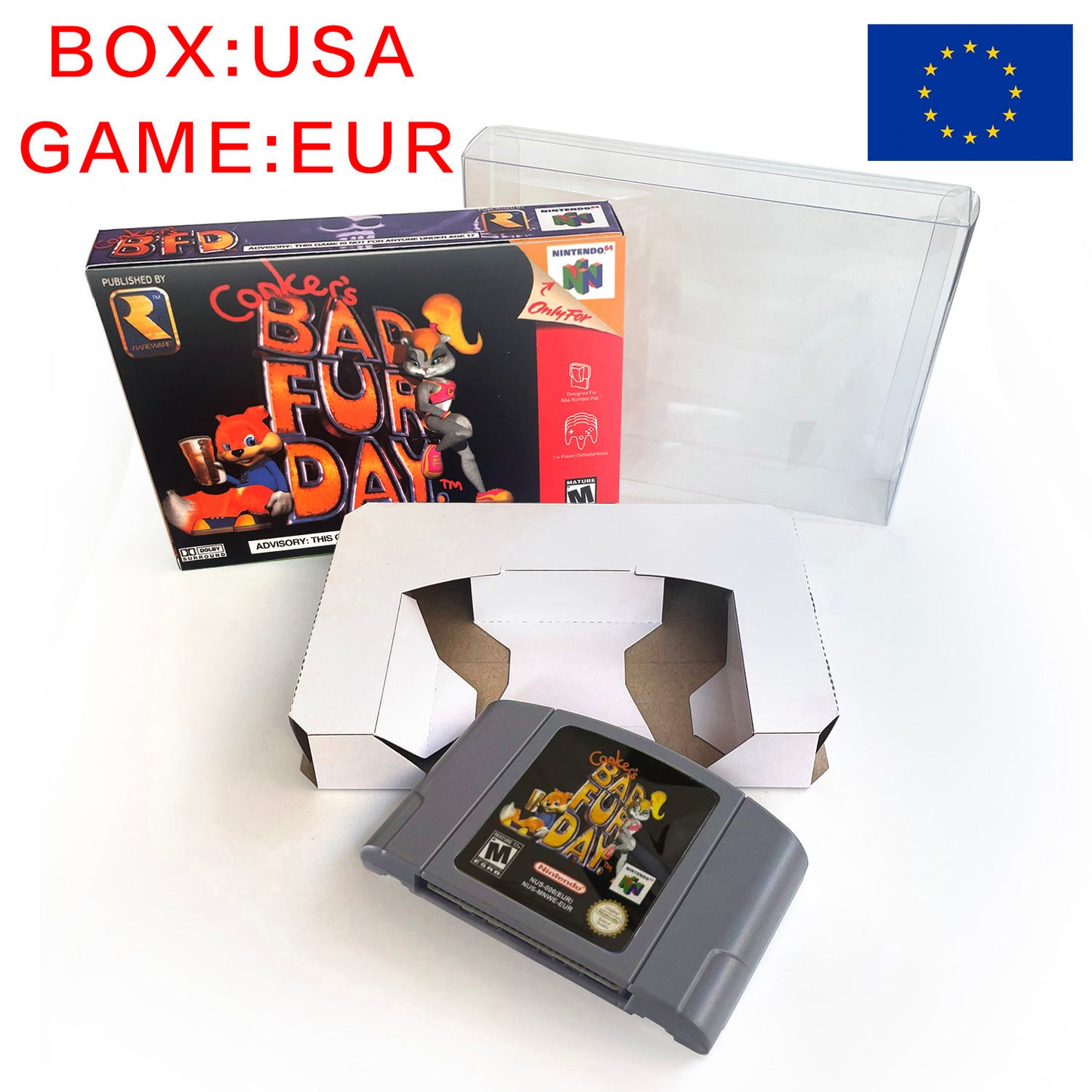 EUR PLA Version English Zelda Major Mask Resident Evil 2 Banjo Kazooie Mario Party 2 Game Cartridge with Tray Box for N64 Nintendo 64
