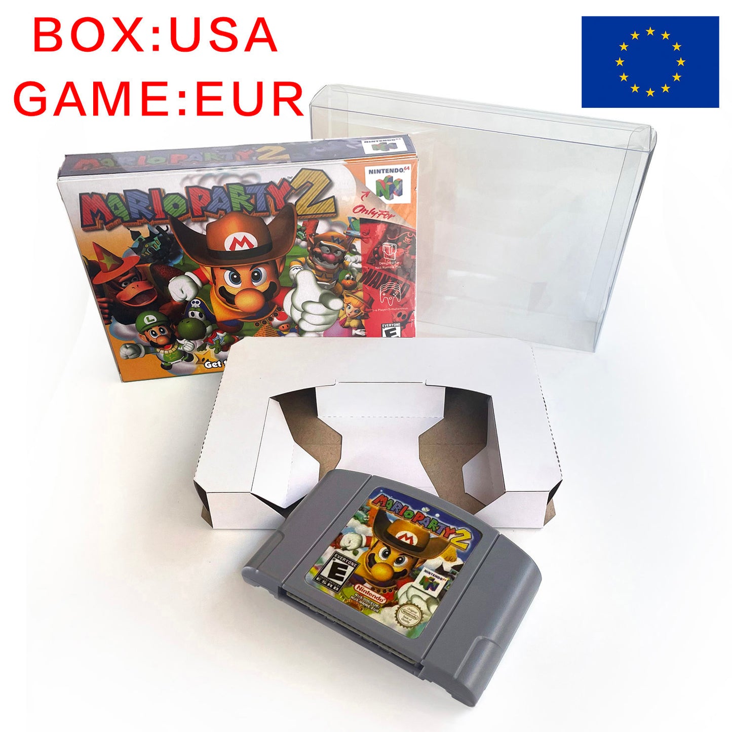 EUR PLA Version English Zelda Major Mask Resident Evil 2 Banjo Kazooie Mario Party 2 Game Cartridge with Tray Box for N64 Nintendo 64