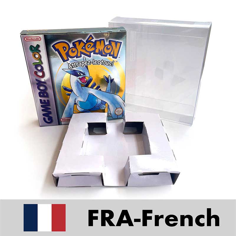 USA FRA NOE ESP ITA EUR Pokemon crystal gold silver red blue yellow Metallic FoilFinish Box Trey Manual label for GBC