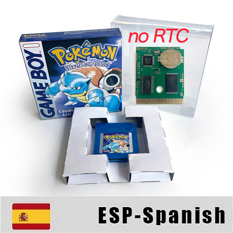 ITA ESP EUR FRA NOE USA Pokemon series RTC Flash silver crystal gold NO RTC flash yellow red blue 16 bit box tray Game Cartridge for GBC Multi-language
