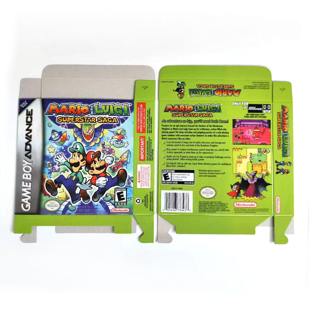Mario & Luigi Superstar Saga cartridge with tray box for gba game boy advance