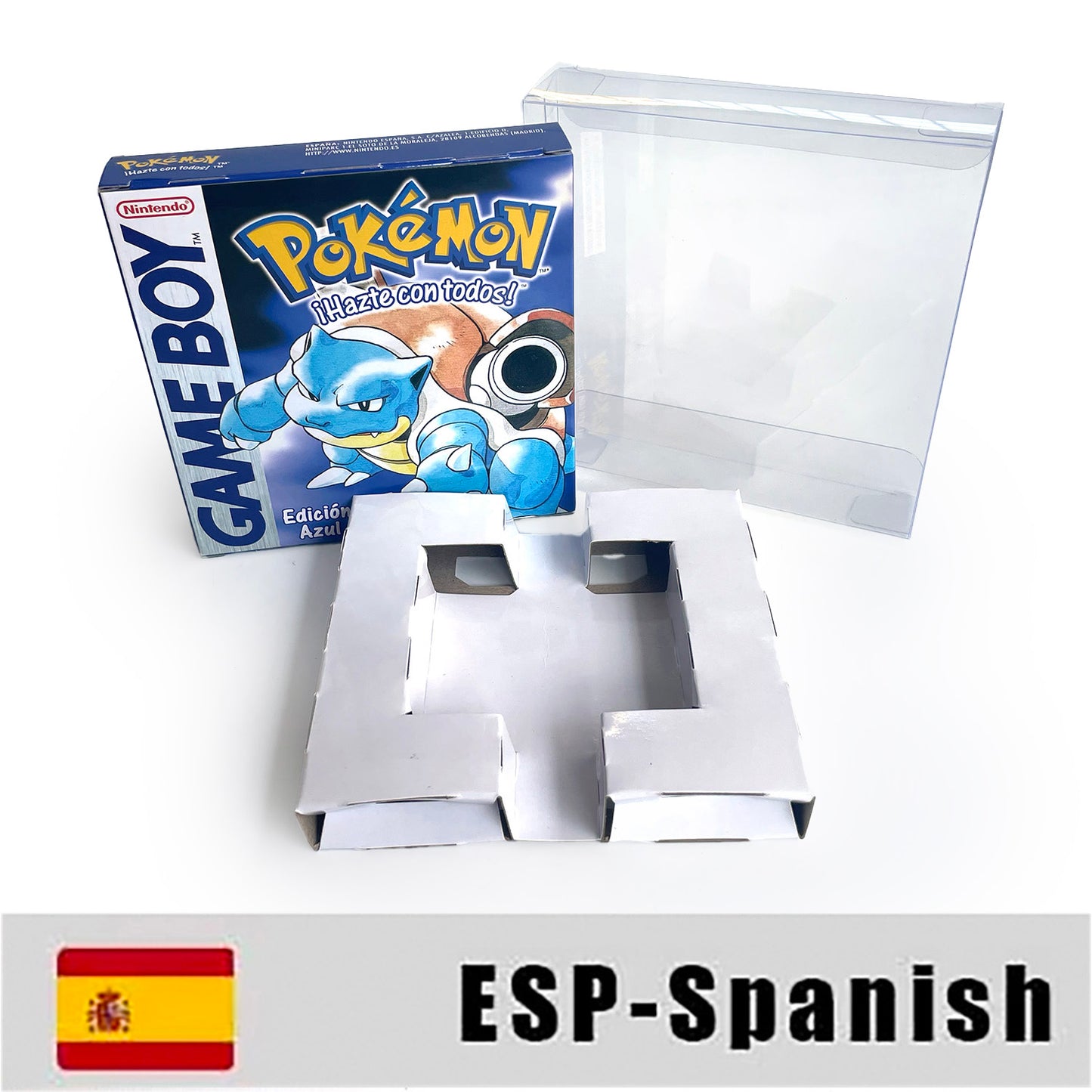 GBC game ESP Spanish pokemon blue version Nintendo Battery save flash cart pokemon azul cartridge tray box gbc game boy color