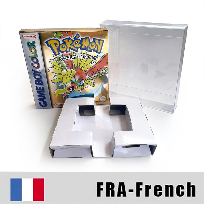 gbc game FRA French pokemon gold version RTC Flash cart Battery save pokemon Or cartridge with tray box game boy color