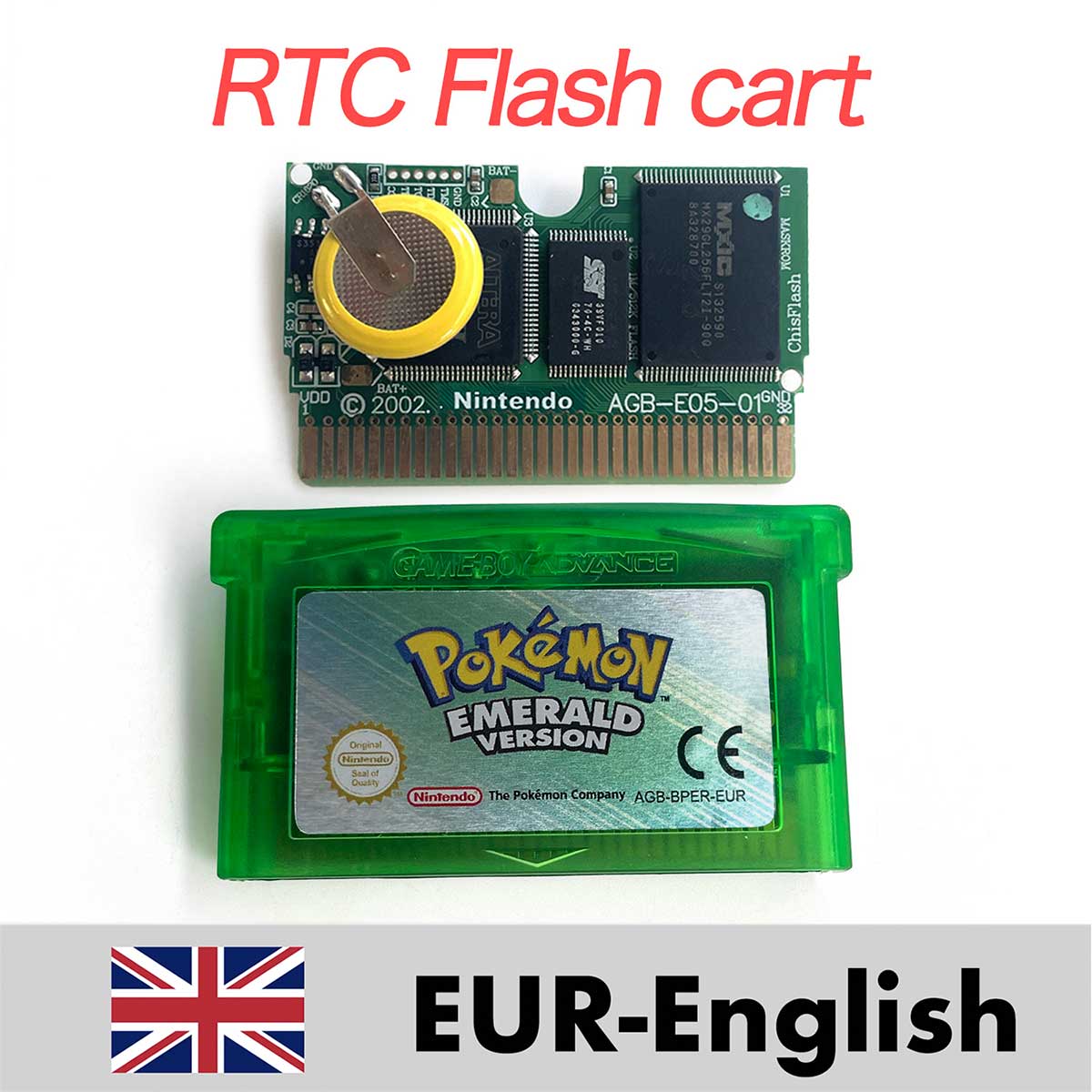 USA ESP NOE FRA EUR ITA 1M/RTC Flash cart Pokemon Emerald,ruby,sapphire,firered,leafgreen Game Cartridge for GBA multiple languages