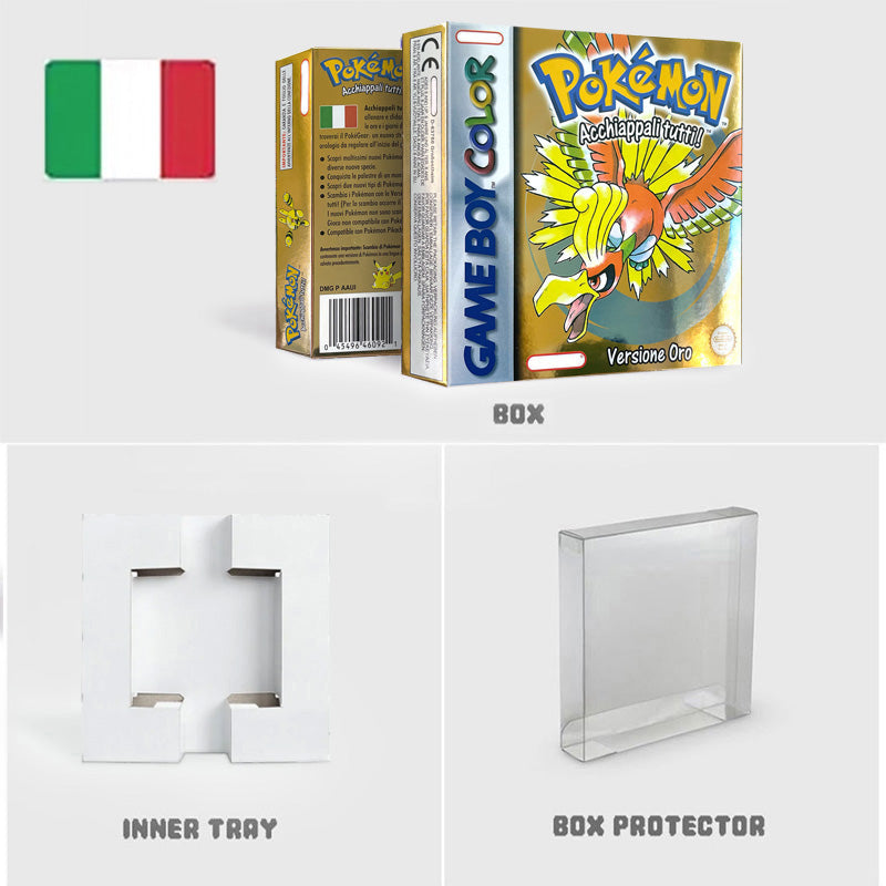 NOE ITA USA EUR ESP yellow green red gold crystal blue silver Pokemon Series Nintendo Metallic Holographic BOX trey for GBC