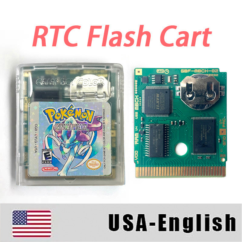 USA RTC Flash Cart Pokemon crystal legacy yellow legacy special eevee Battery Save Real Time Clock game cartridge for gbc gameboy Color