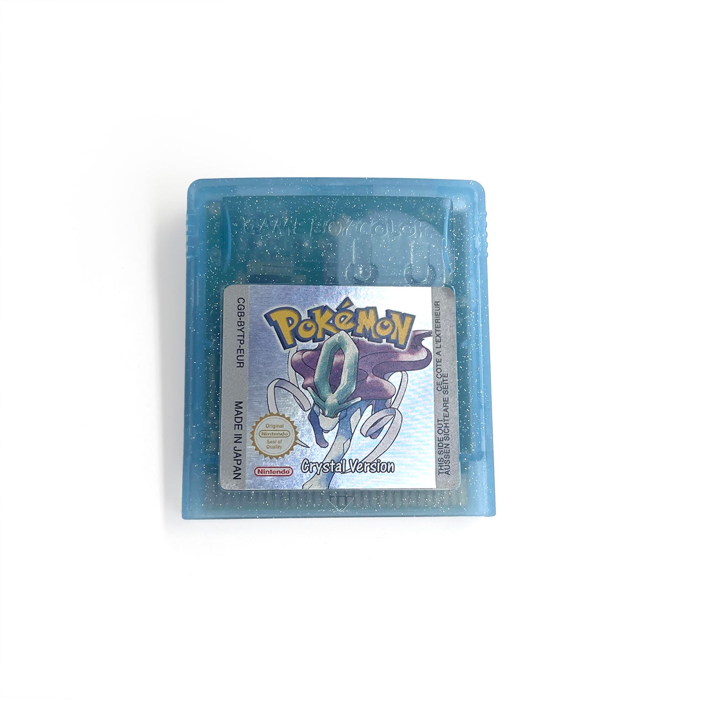 GBC game EUR english pokemon crystal version RTC Flash cart Battery save Nintendo cartridge tray box game boy color