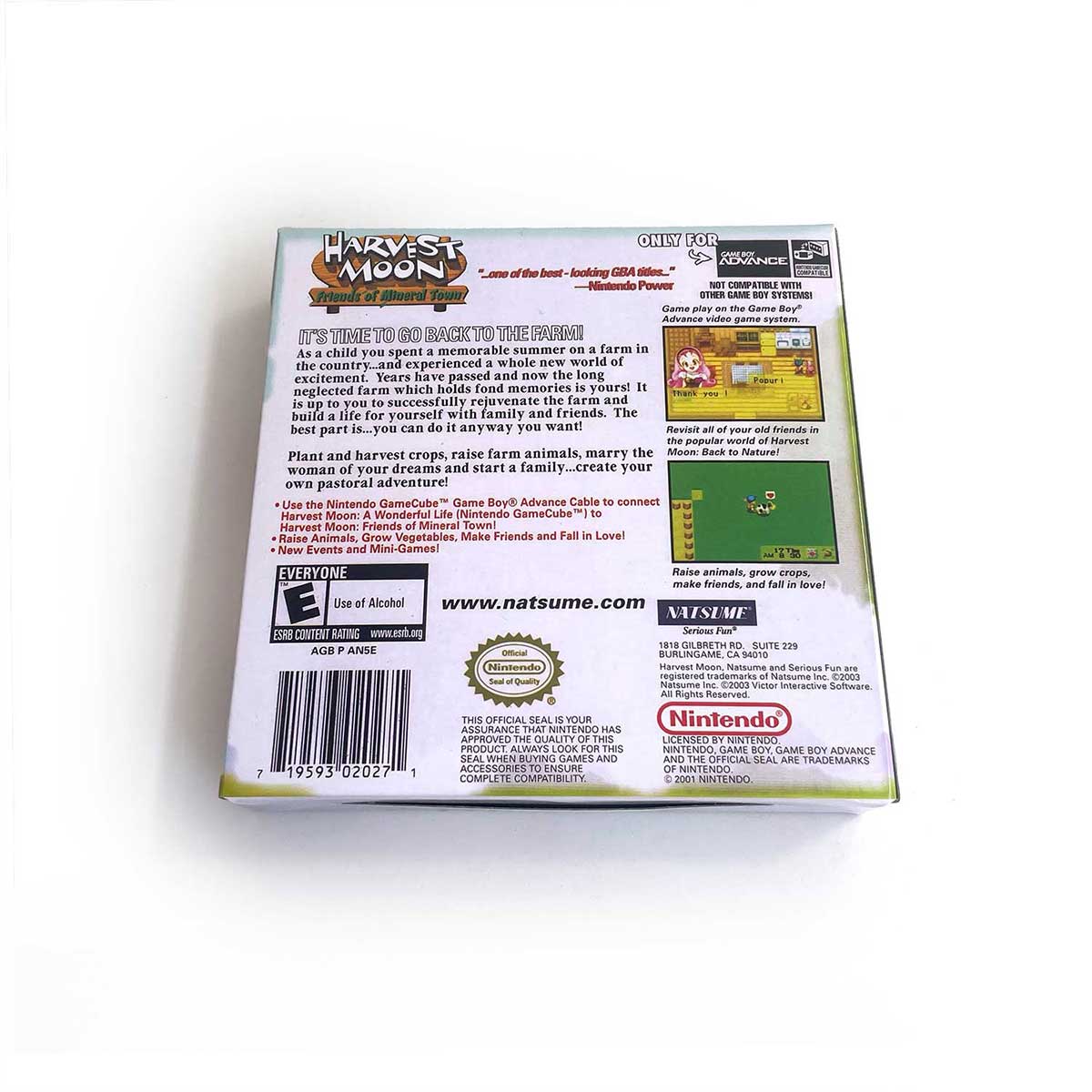 USA Englsih Harvest Moon Friends of Mineral Town Nintendo Cartridge with Tray Box for Gba