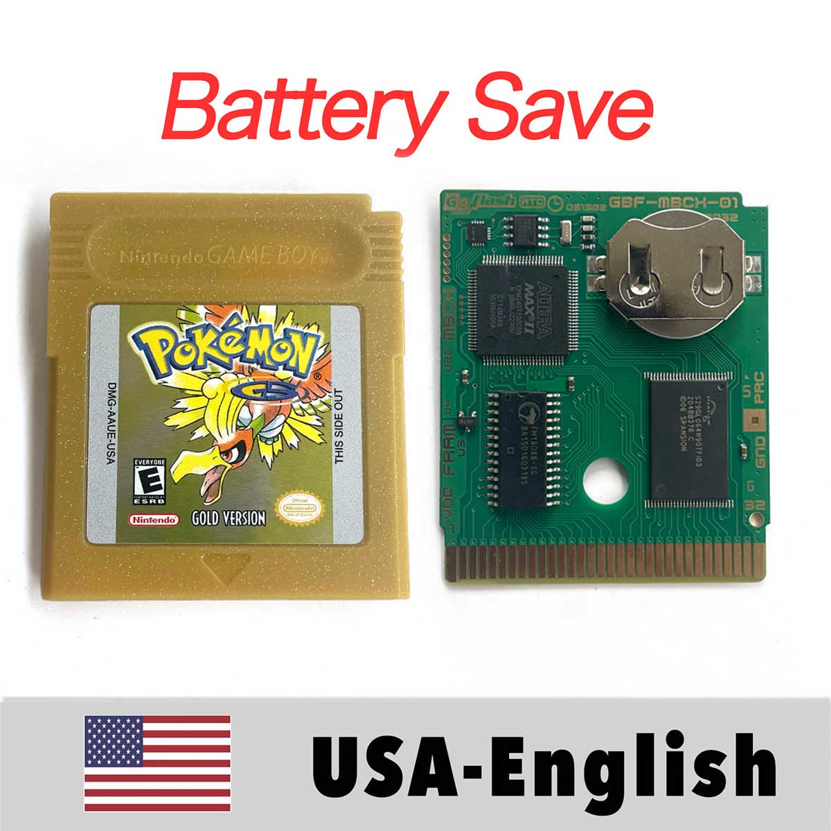 USA ITA NOE FRA ESP EUR version battery save cart pokemon crystal gold silver yellow red blue 16 bit Game Cartridge for GBC