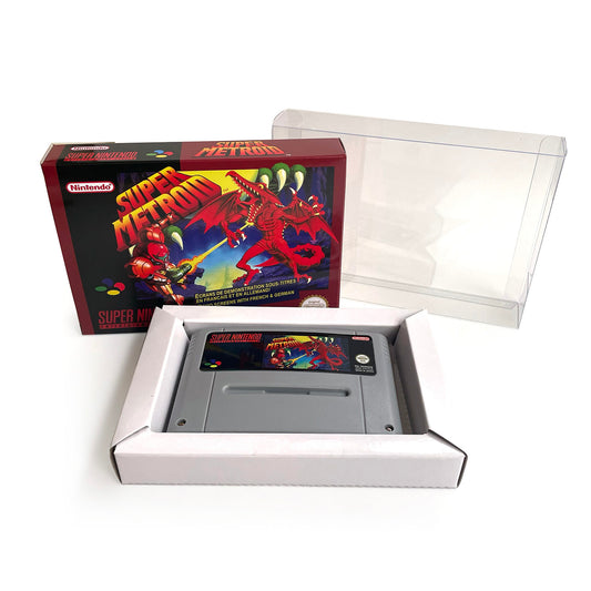 super metroid EUR cartridge with tray box manual for SNES super nintendo entertainment system