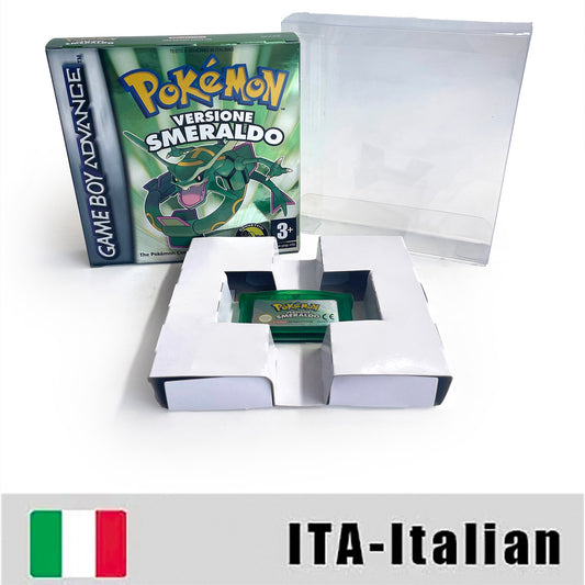 ITA Italian IC save rtc flash cart Real Time Clock pokemon smeraldo version box with tray Nintendo game cartridge for gba game boy advance