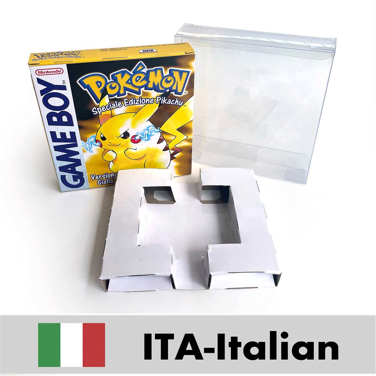 USA FRA NOE ESP ITA EUR Pokemon crystal gold silver red blue yellow Metallic FoilFinish Box Trey Manual label for GBC