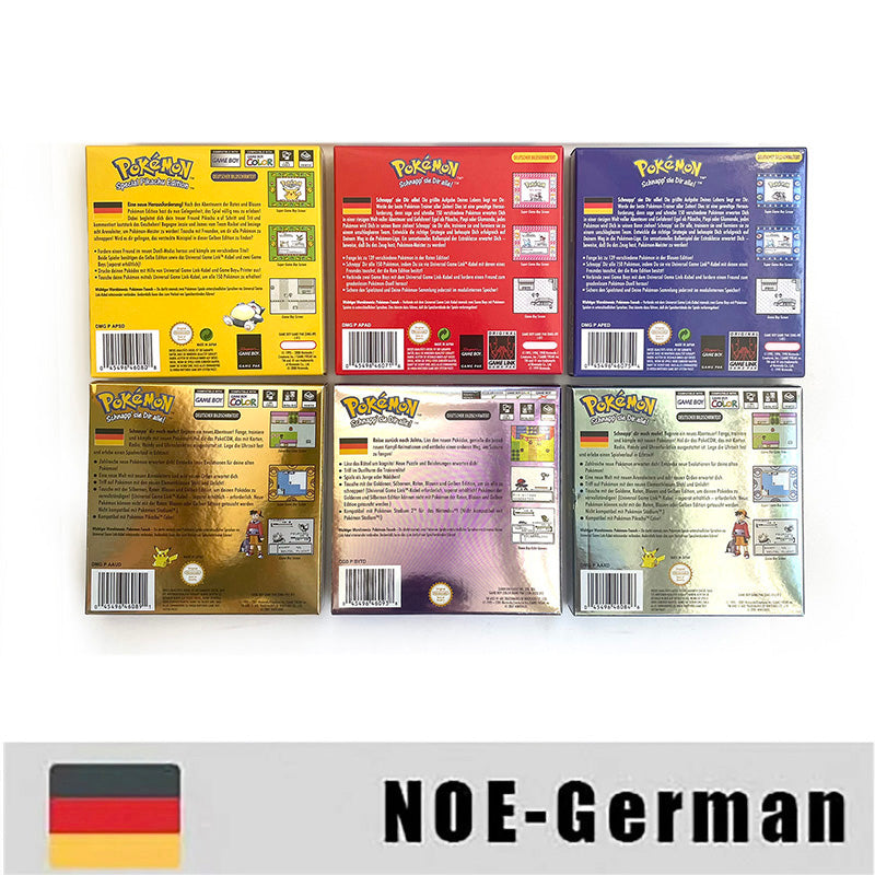 NOE ITA USA EUR ESP yellow green red gold crystal blue silver Pokemon Series Nintendo Metallic Holographic BOX trey for GBC