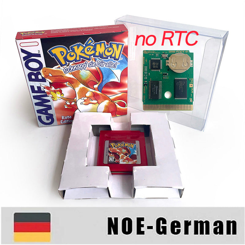 ITA ESP EUR FRA NOE USA Pokemon series RTC Flash silver crystal gold NO RTC flash yellow red blue 16 bit box tray Game Cartridge for GBC Multi-language