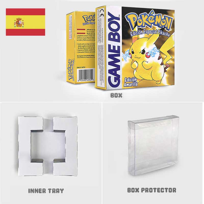 USA FRA NOE ESP ITA EUR Pokemon crystal gold silver red blue yellow Metallic FoilFinish Box Trey Manual label for GBC