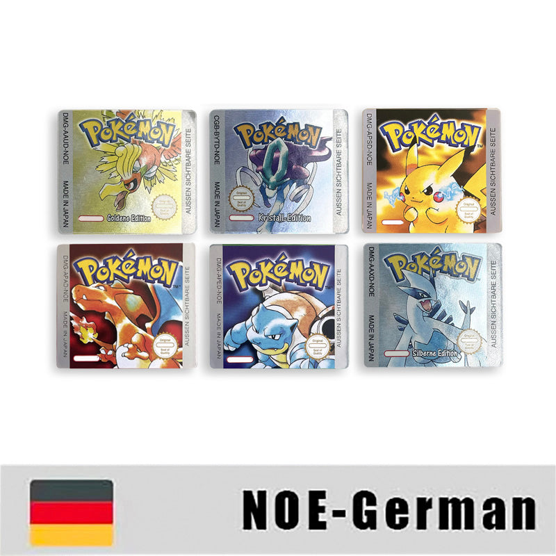 Pokemon Yellow Blue Red Crystal Silver Gold Green USA EUR FRA ESP NOE ITA Metallic Label Sticker for GBC
