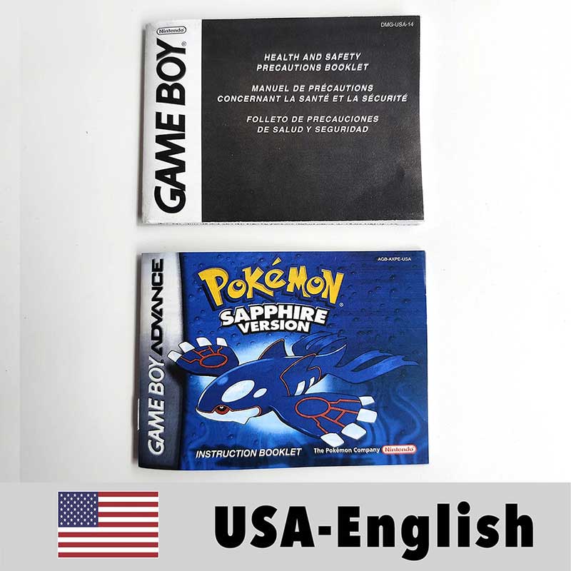 USA FRA NOE ESP ITA EUR Pokemon Emerald Sapphire Leafgreen Ruby Firered Metallic FoilFinish Box Trey Manual label for GBA