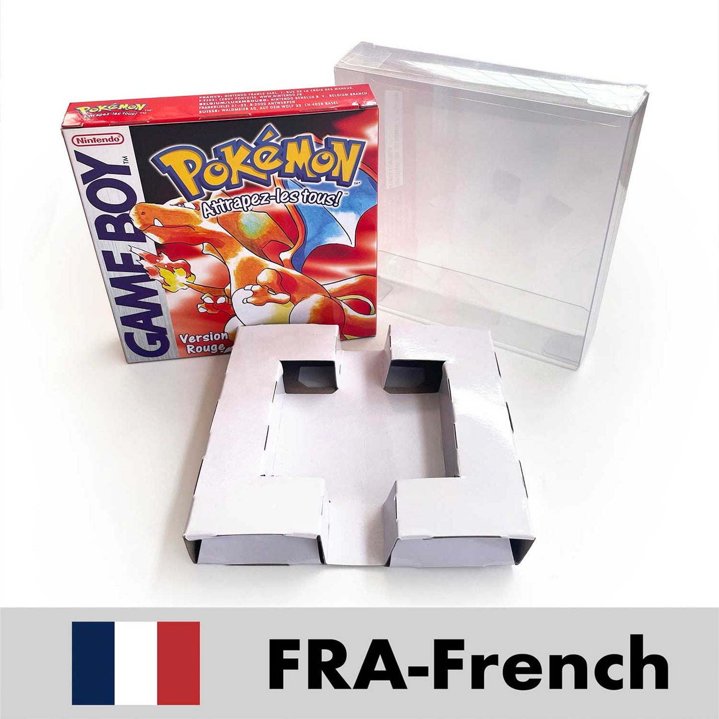 USA FRA NOE ESP ITA EUR Pokemon crystal gold silver red blue yellow Metallic FoilFinish Box Trey Manual label for GBC