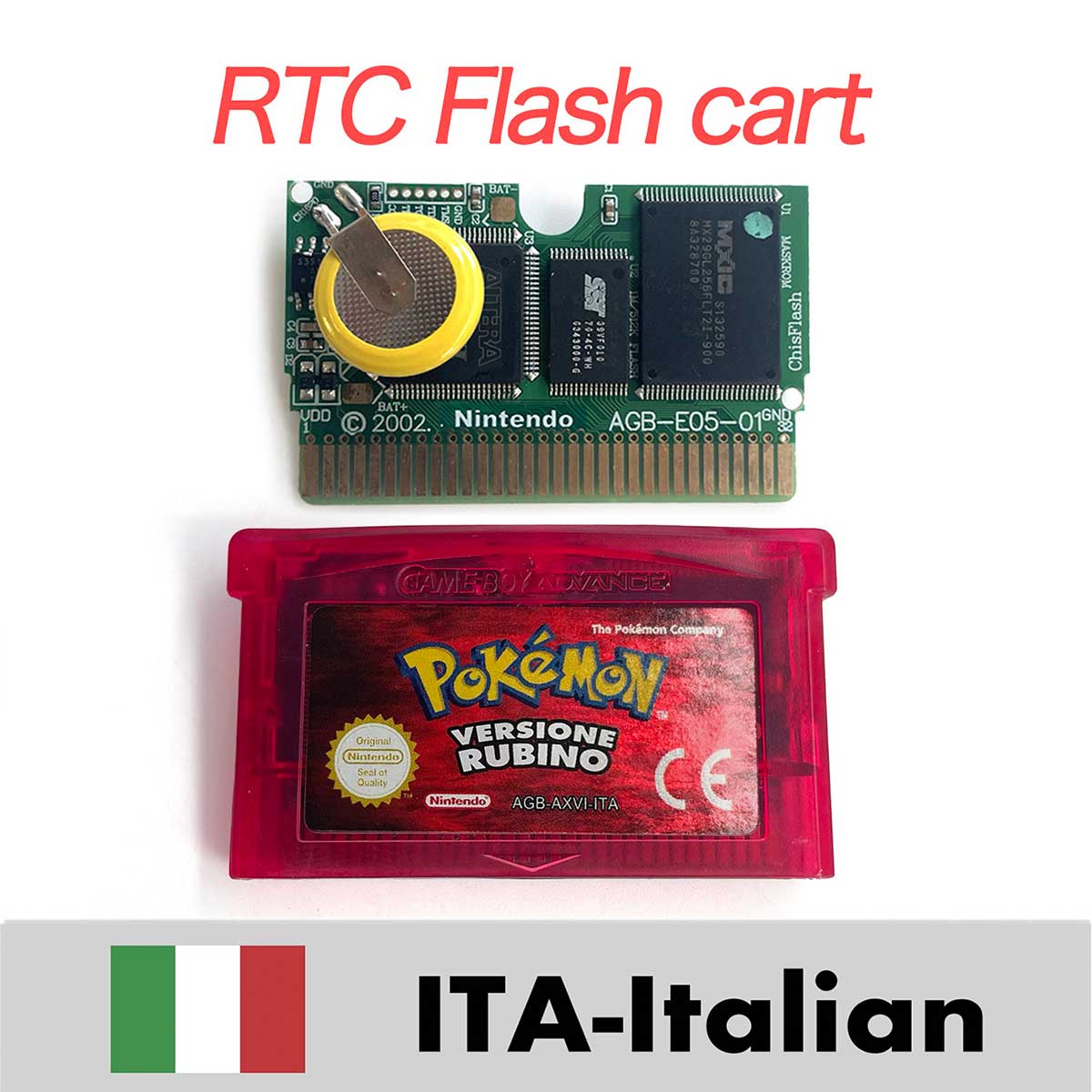 USA ESP NOE FRA EUR ITA 1M/RTC Flash cart Pokemon Emerald,firered,ruby,sapphire,leafgreen Game Cartridge for GBA multiple languages