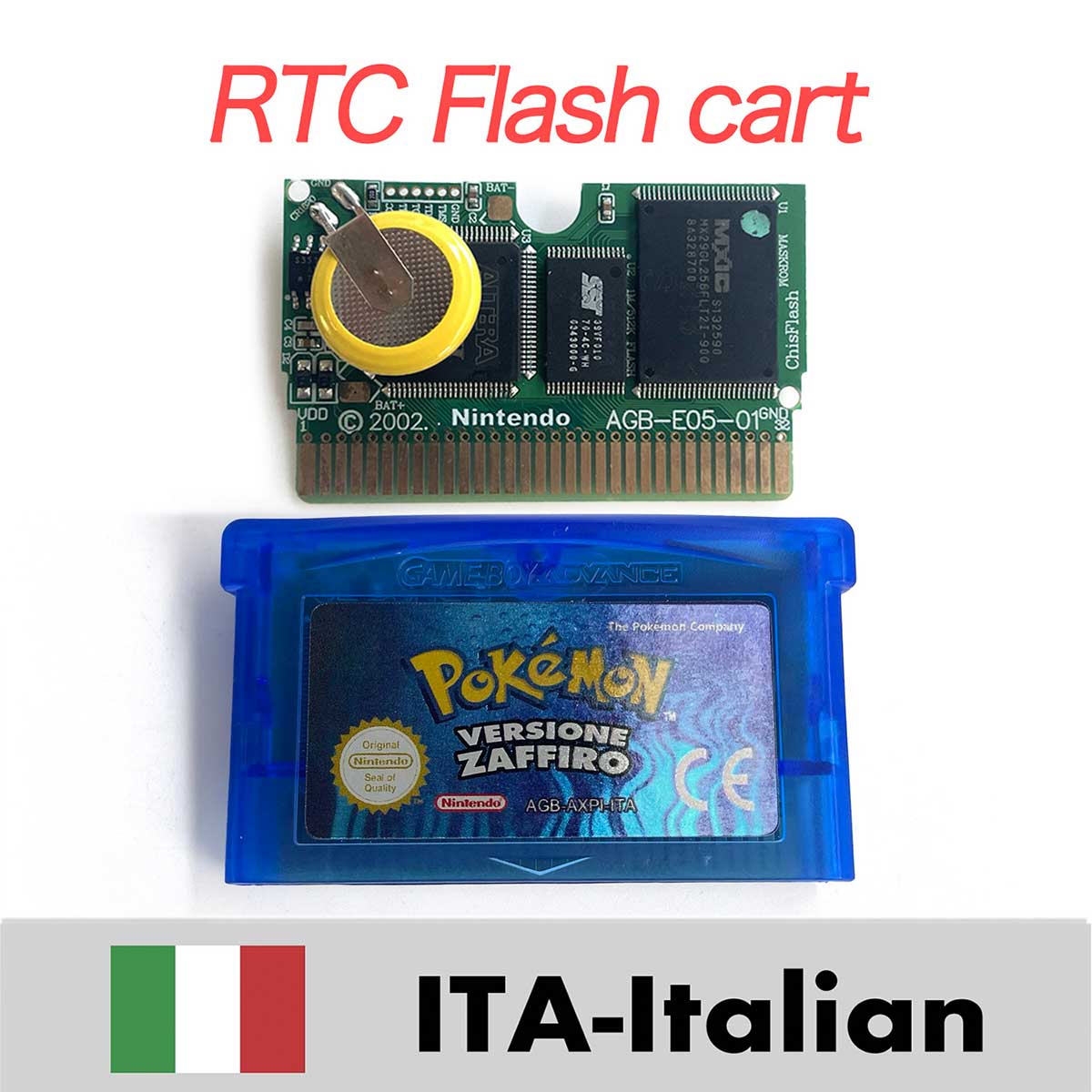 USA ESP NOE FRA EUR ITA 1M/RTC Flash cart Pokemon Emerald,firered,ruby,sapphire,leafgreen Game Cartridge for GBA multiple languages