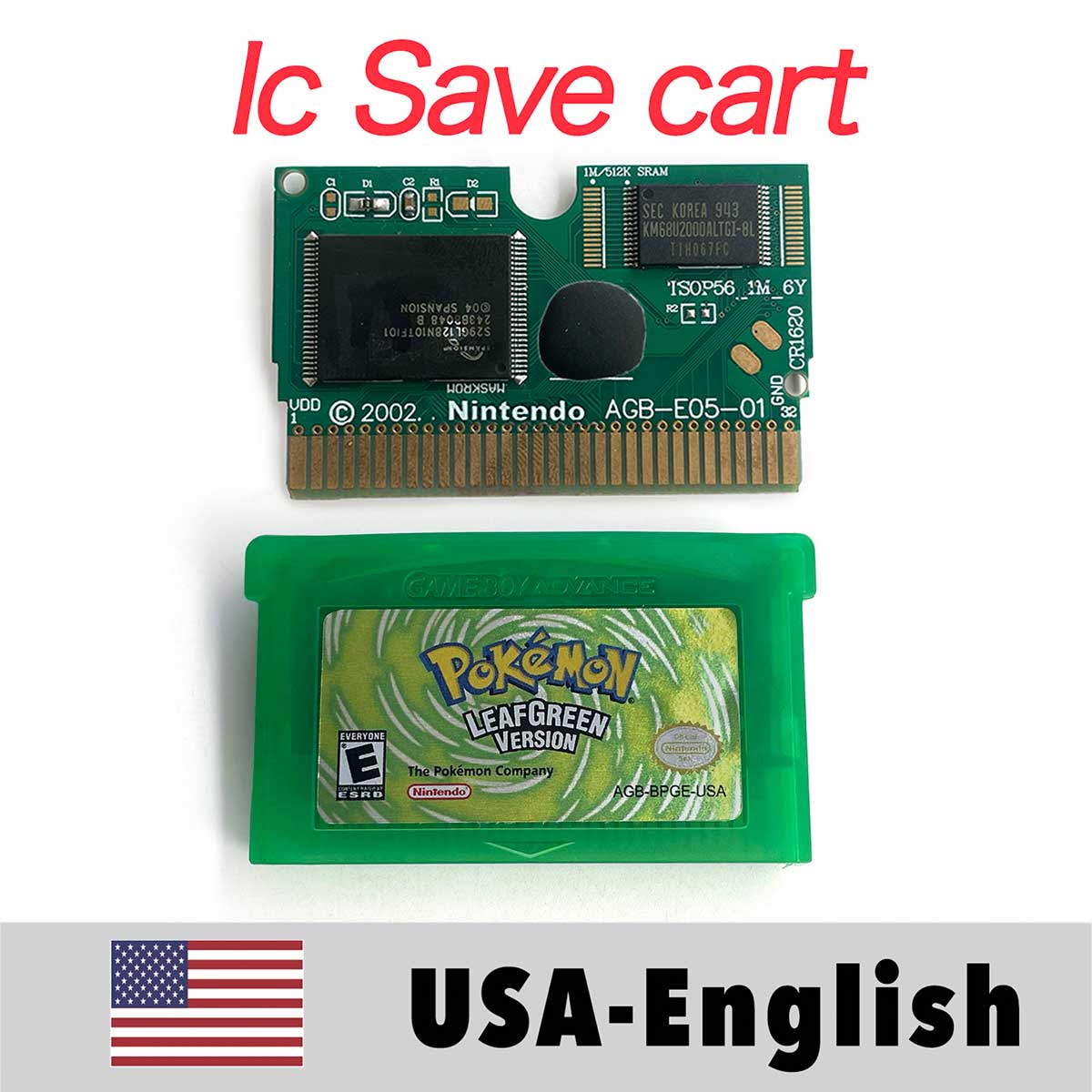 USA ESP NOE FRA EUR ITA IC Save cart Pokemon Emerald,firered,ruby,sapphire,leafgreen Game Cartridge for GBA multiple languages