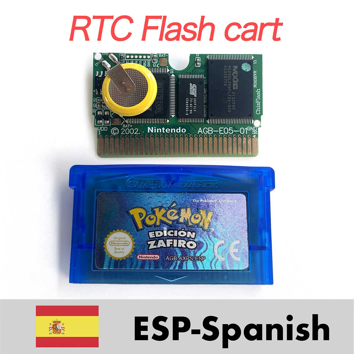 USA ESP NOE FRA EUR ITA 1M/RTC Flash cart Pokemon Emerald,ruby,sapphire,firered,leafgreen Game Cartridge for GBA multiple languages