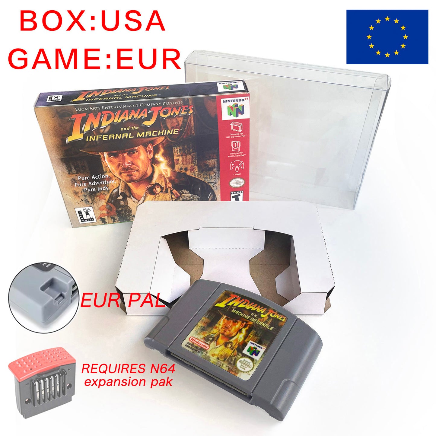 EUR PLA Version English Zelda Major Mask Resident Evil 2 Banjo Kazooie Mario Party 2 Game Cartridge with Tray Box for N64 Nintendo 64