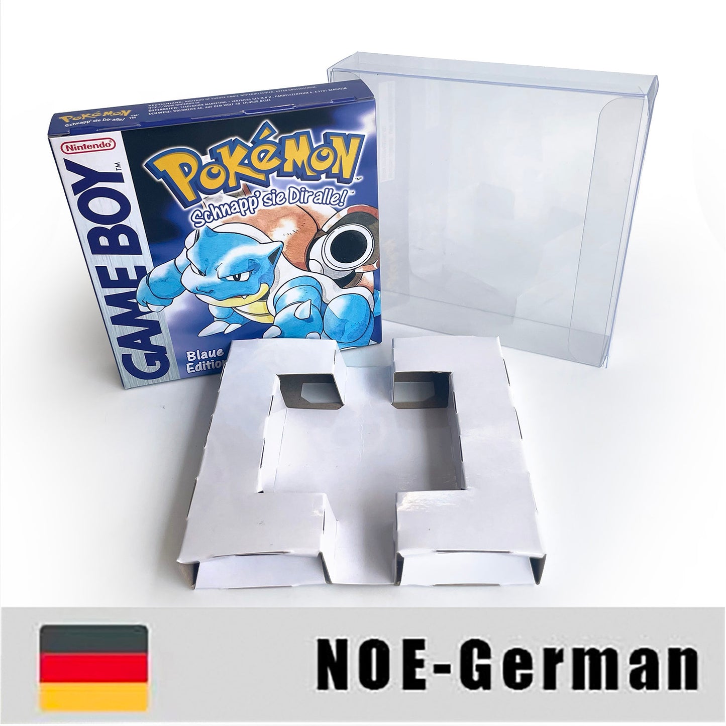 GBC game NOE German pokemon blue version Nintendo Battery save flash cart pokemon blau cartridge tray box gbc game boy color