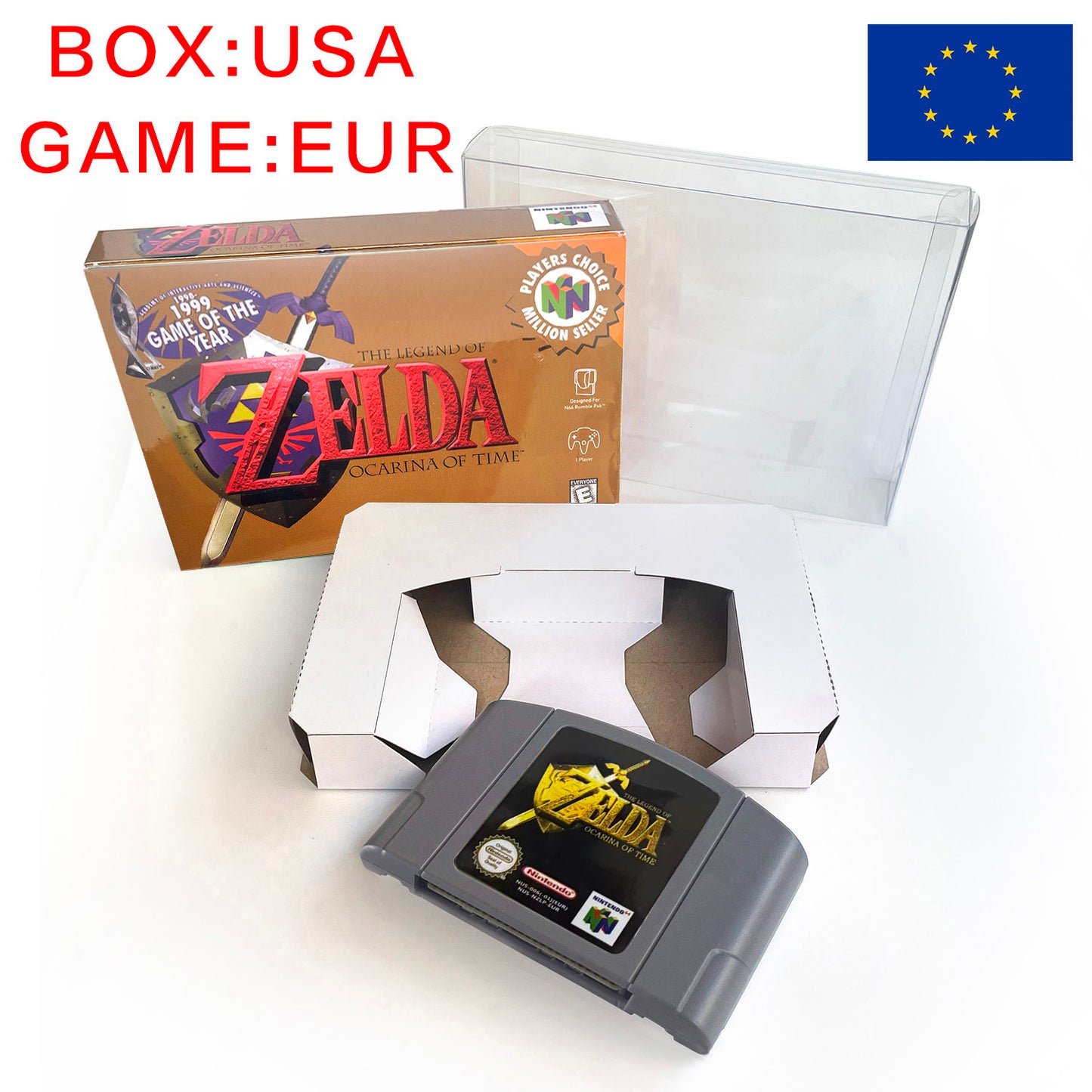 EUR PLA Version English Zelda Major Mask Resident Evil 2 Banjo Kazooie Mario Party 2 Game Cartridge with Tray Box for N64 Nintendo 64