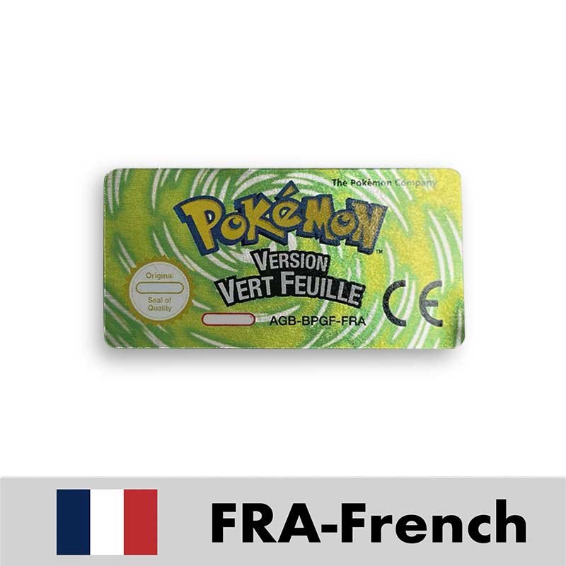 USA FRA NOE ESP ITA EUR Pokemon Emerald Sapphire Leafgreen Ruby Firered Metallic FoilFinish Box Trey Manual label for GBA