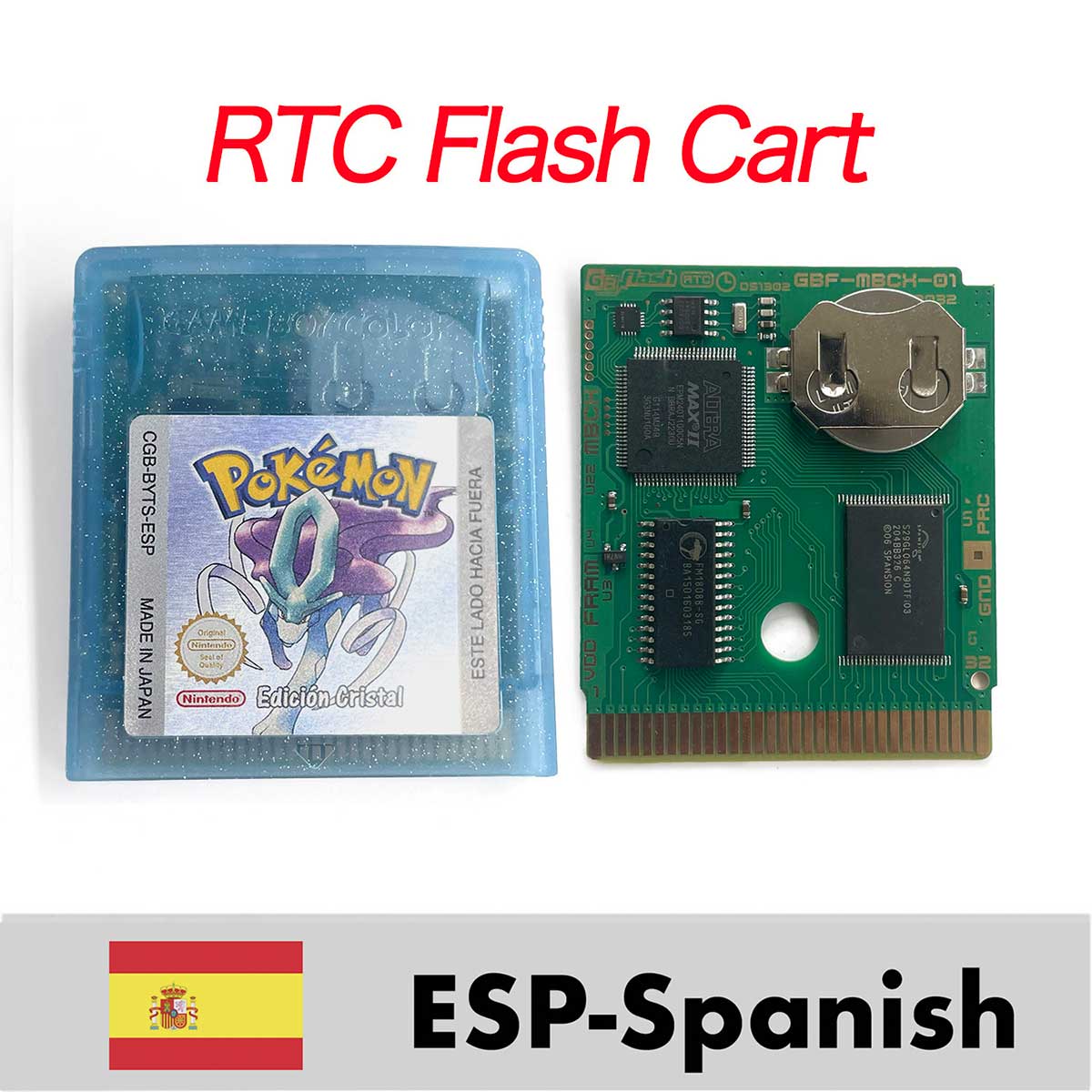 USA ITA NOE FRA ESP EUR version pokemon RTC Flash crystal gold silver NO RTC yellow red blue 16 bit Game Cartridge for GBC