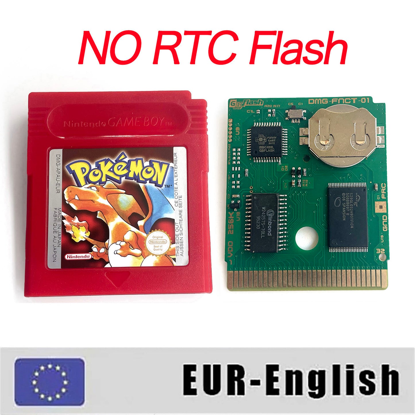 gbc game EUR english pokemon red version Battery save no RTC Flash cartridge with tray box gbc game boy color