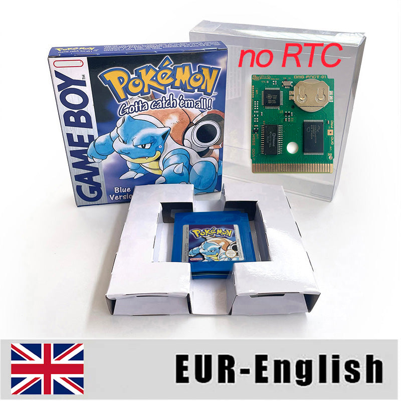 ITA ESP EUR FRA NOE USA Pokemon series RTC Flash silver crystal gold NO RTC flash yellow red blue 16 bit box tray Game Cartridge for GBC Multi-language