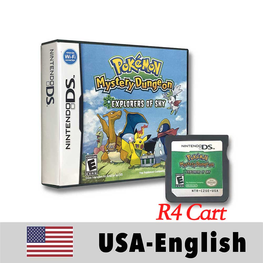 USA English Pokemon Mysiery Dungeon EXPLORERS OF SKY/Darkness/Time Blue-Rescue-Team Box Game Cartridge for DS NDS 3DS