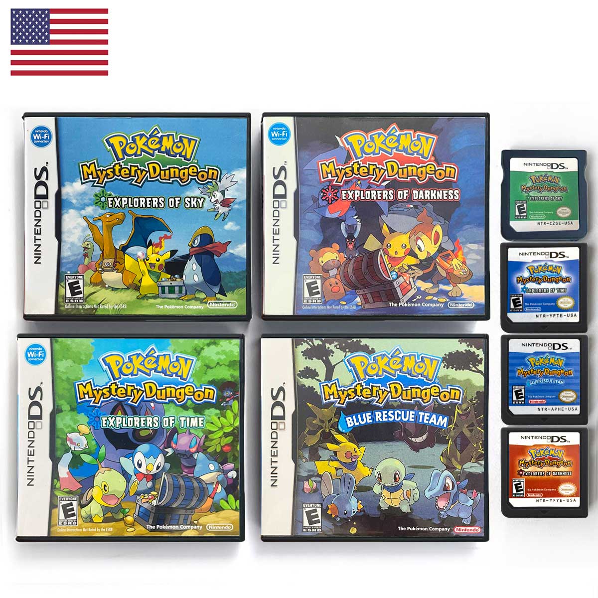 USA English Pokemon Mysiery Dungeon EXPLORERS OF SKY/Darkness/Time Blue-Rescue-Team Box Game Cartridge for DS NDS 3DS