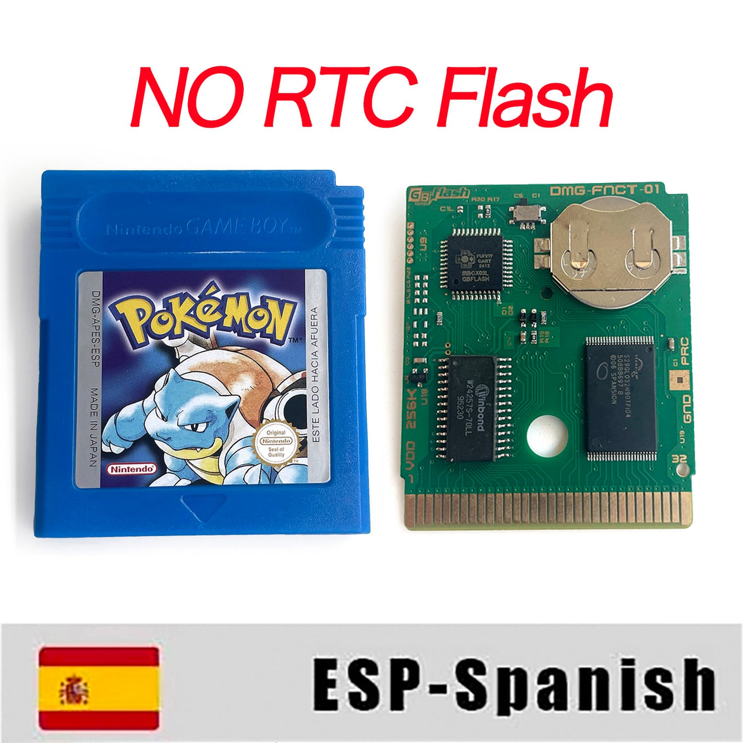 GBC game ESP Spanish pokemon blue version Nintendo Battery save flash cart pokemon azul cartridge tray box gbc game boy color