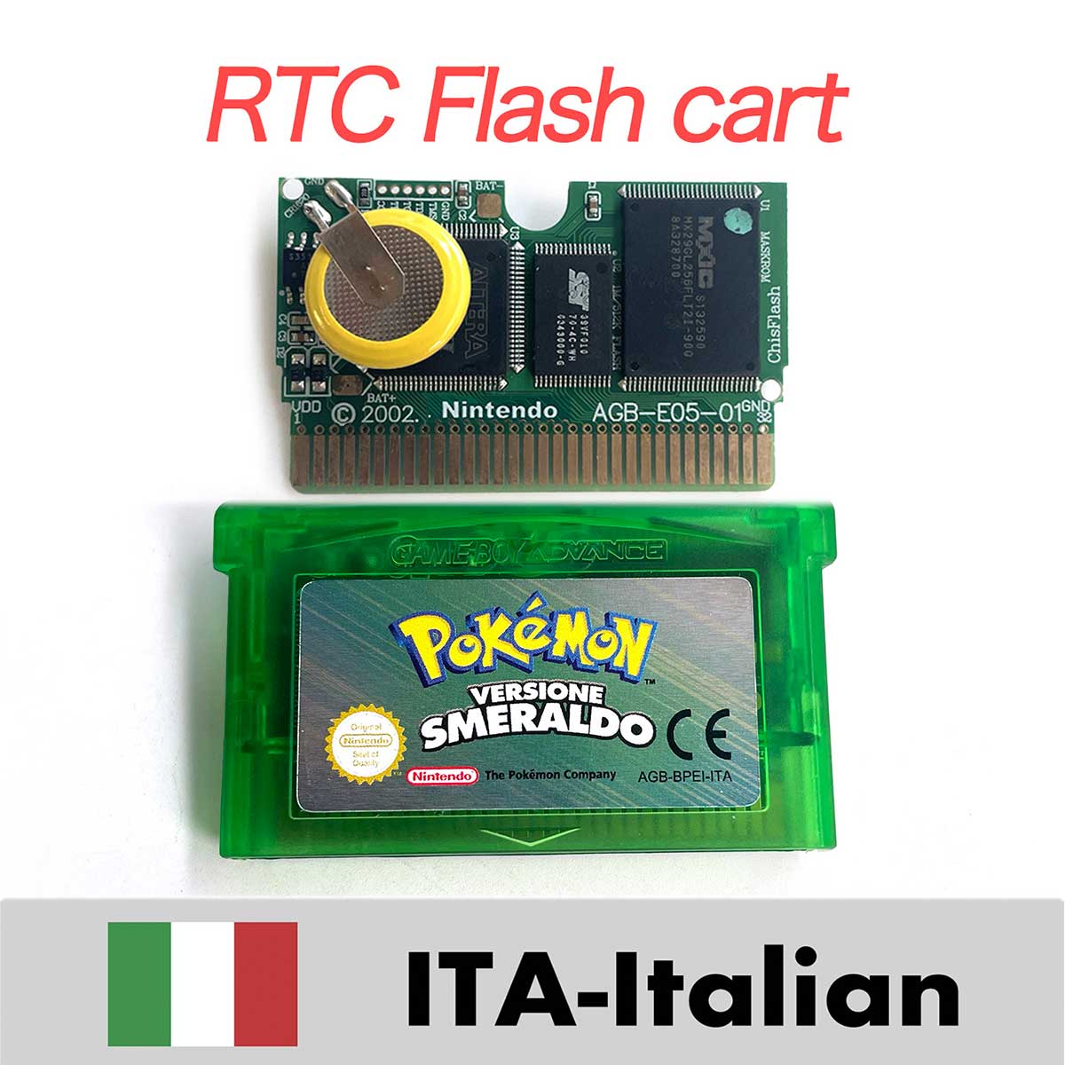 USA ESP NOE FRA EUR ITA 1M/RTC Flash cart Pokemon Emerald,ruby,sapphire,firered,leafgreen Game Cartridge for GBA multiple languages