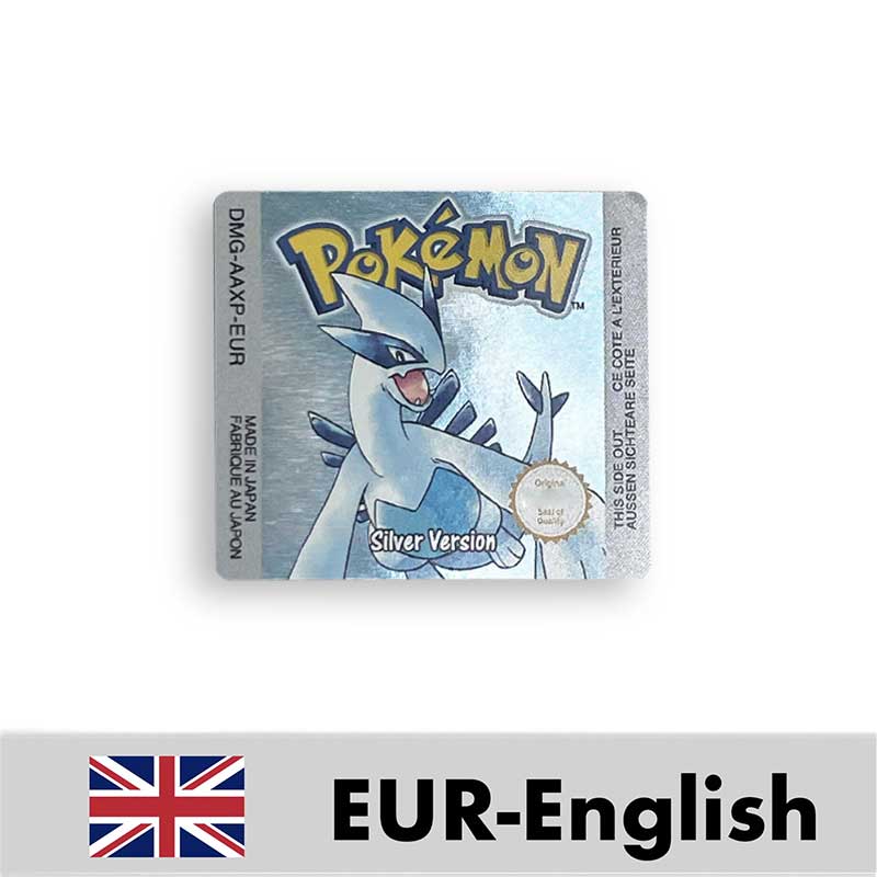 USA FRA NOE ESP ITA EUR Pokemon crystal gold silver red blue yellow Metallic FoilFinish Box Trey Manual label for GBC