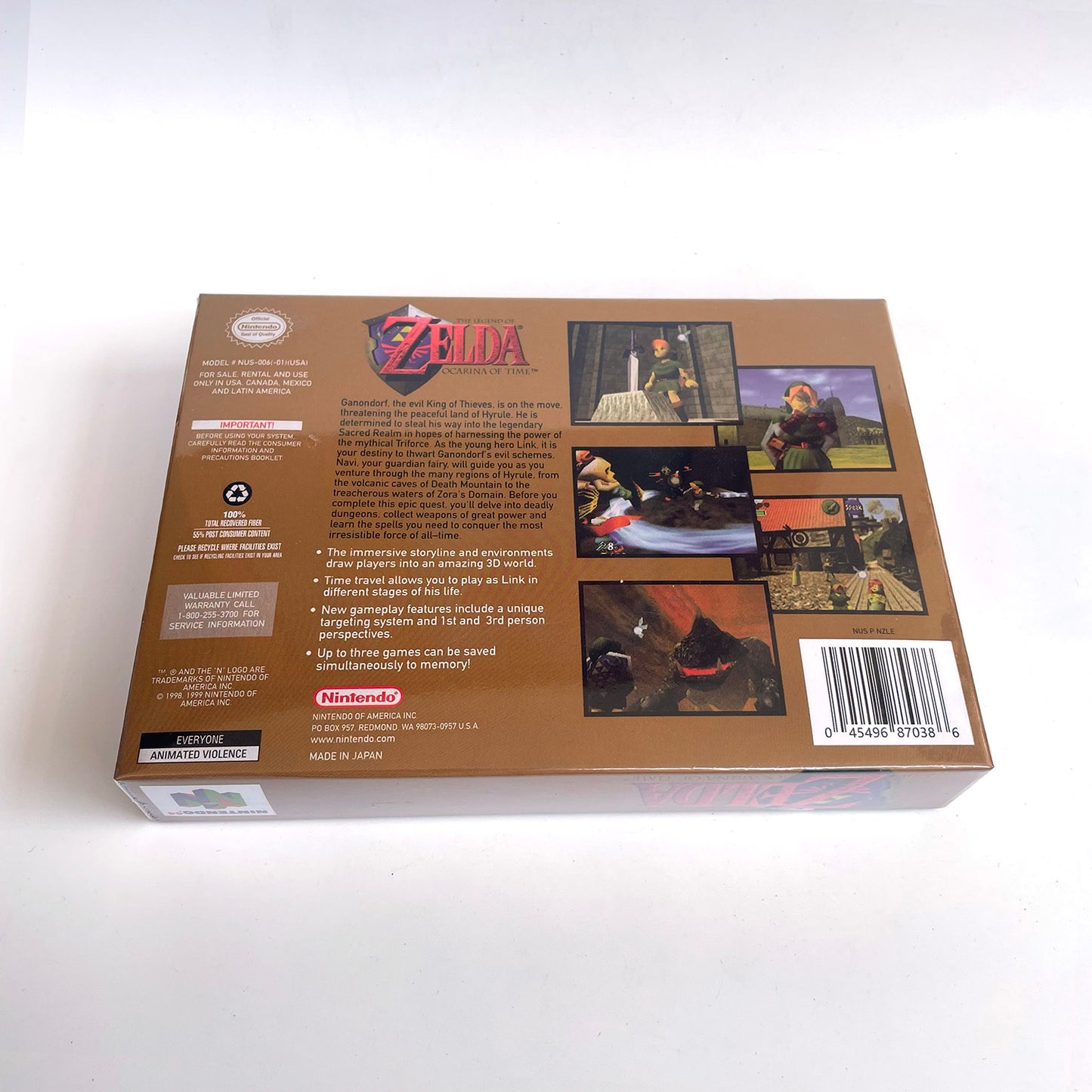 Zelda ocania of time game cartridge with tray box for N64 Nintendo 64