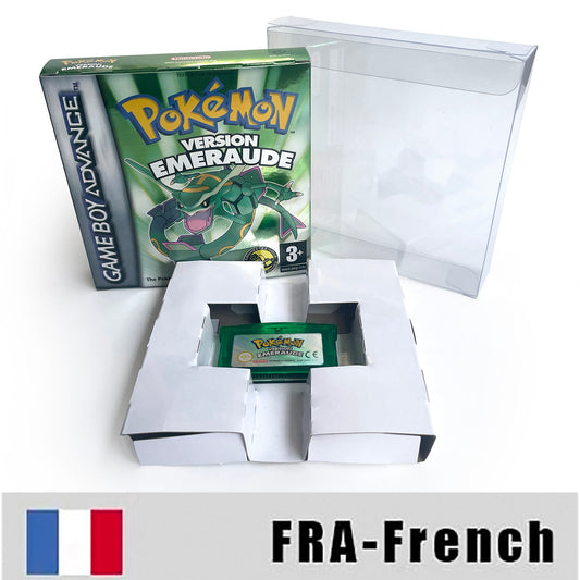 FRA French IC save rtc flash cart Real Time Clock pokemon emerald version box with tray Nintendo game cartridge for gba game boy advance