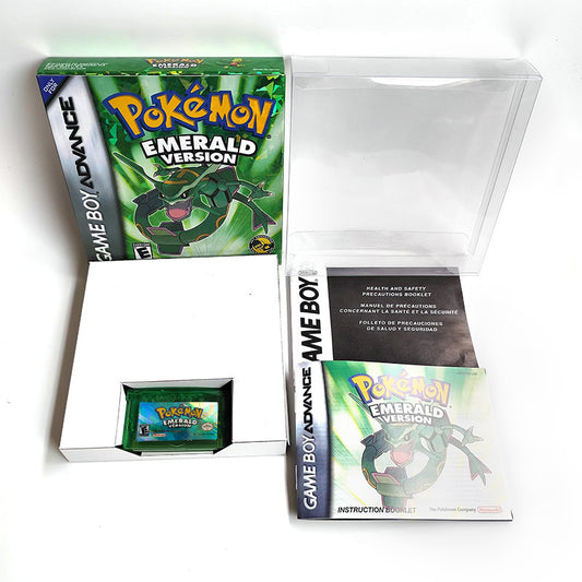 pokemon emerald version cartridge with tray box manual for gba game boy advance