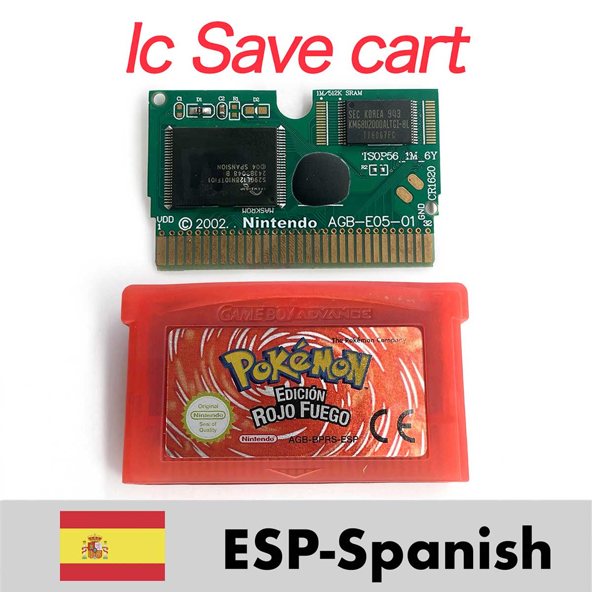 USA ESP NOE FRA EUR ITA IC Save cart Pokemon Emerald,firered,ruby,sapphire,leafgreen Game Cartridge for GBA multiple languages